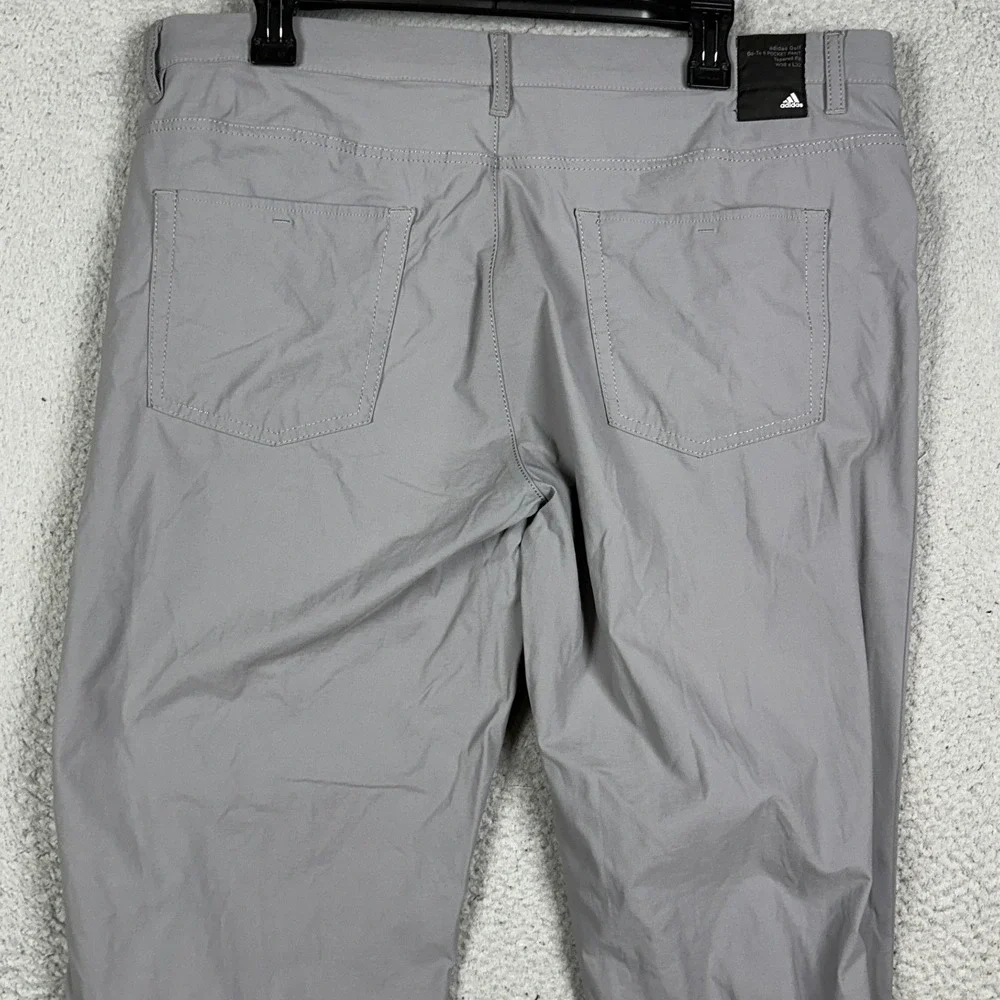 Adidas Golf Go-To 5 Pocket Pants Mens 38X32 Grey Tapered Fit Primegreen Stretch